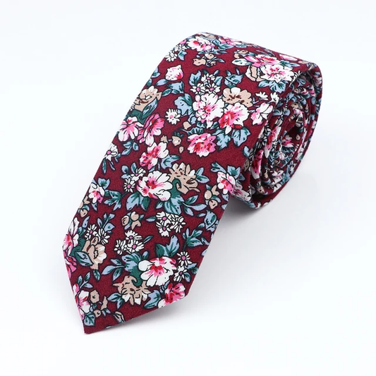 Corbata de algodón puro floral